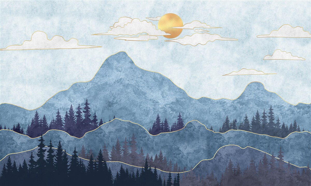 Fototapeten Wintergebirge unter der kalten Sonne
