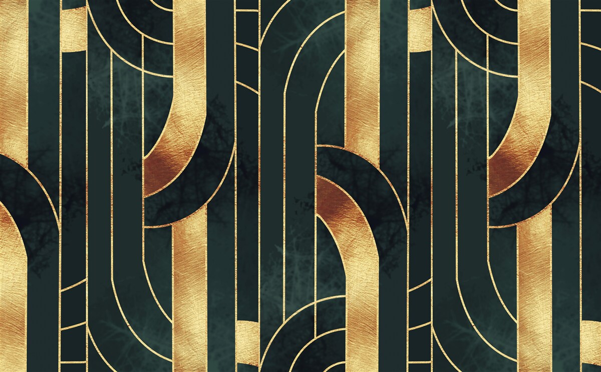 Fototapeten Dankbare Linien von Gold und Smaragd