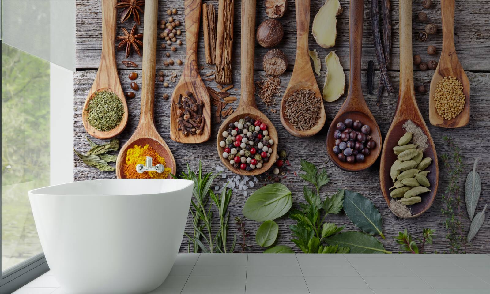 Fototapeten Mehr gelenkte Gewürze, die das Aroma ausstrahlen