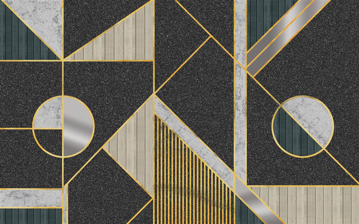 Fototapeten Dunkle Mosaik mit goldenen Farbtönen