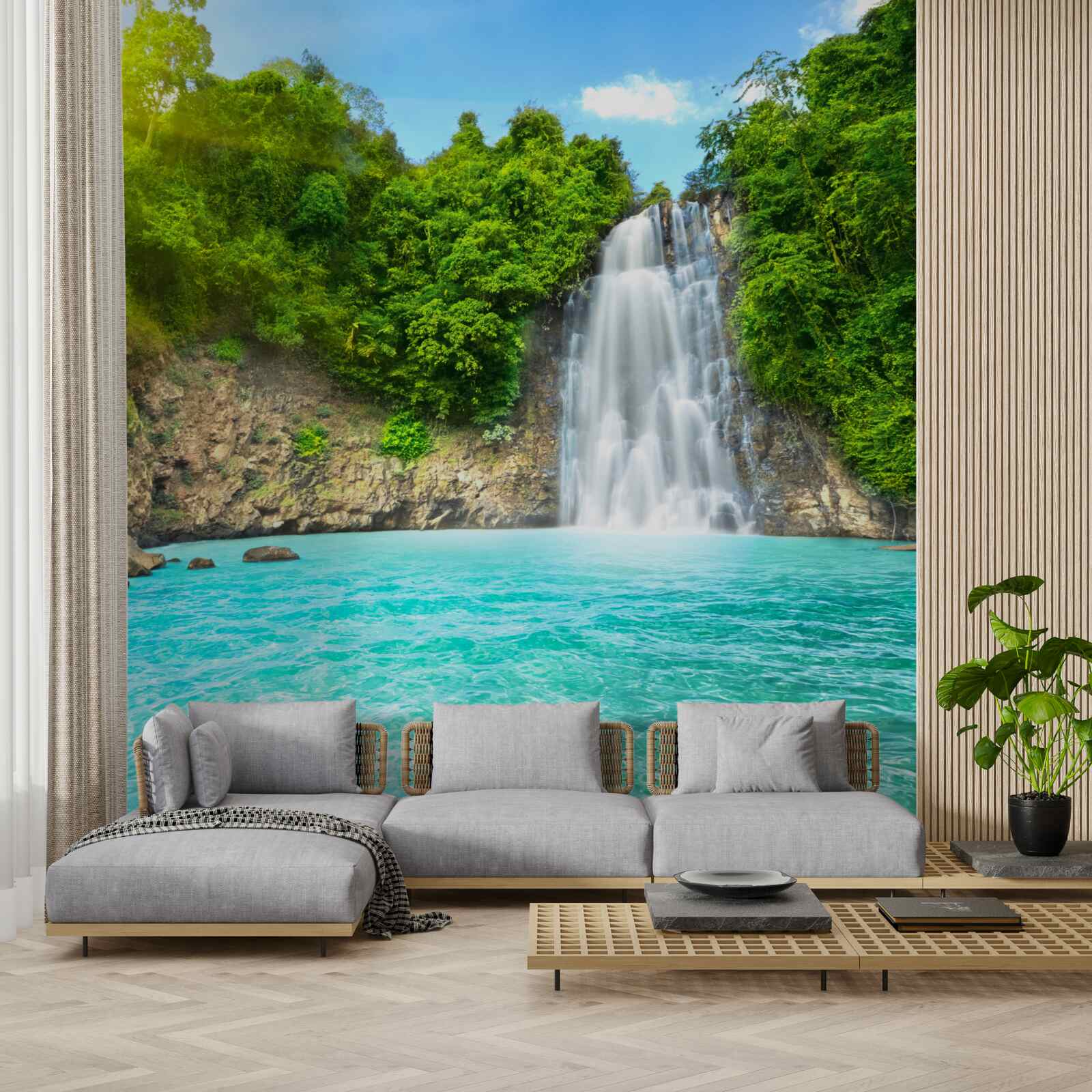 Fototapeten Wasserfall, sauber wie ein Kristall in der Wüste