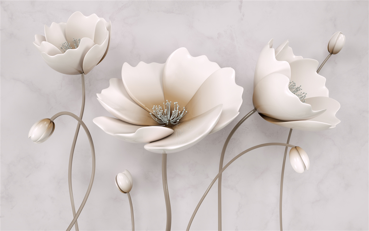 Fototapeten Schöne Schnee -weiße Blumen