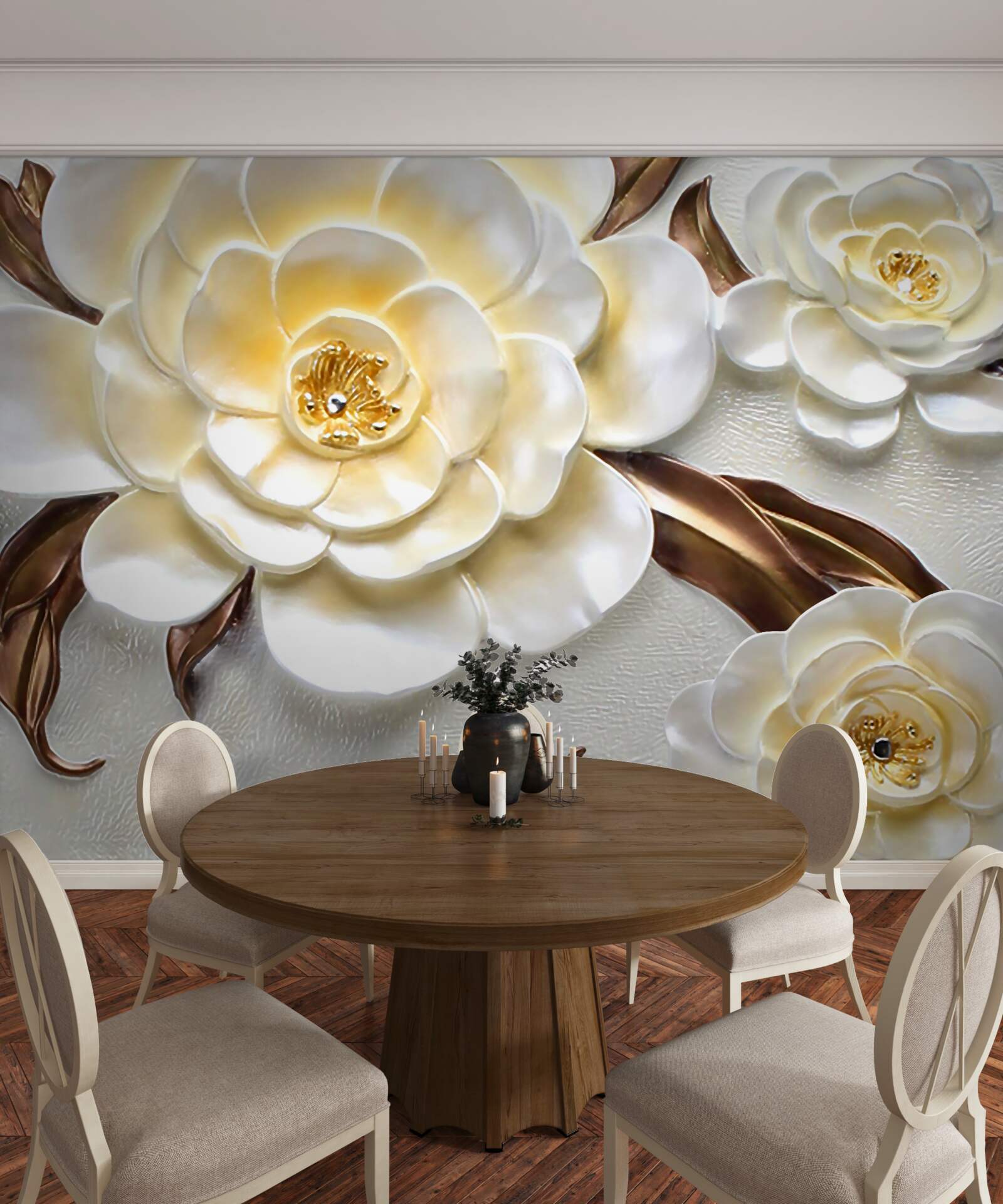 Fototapeten Magnolie mit weißen Knospen