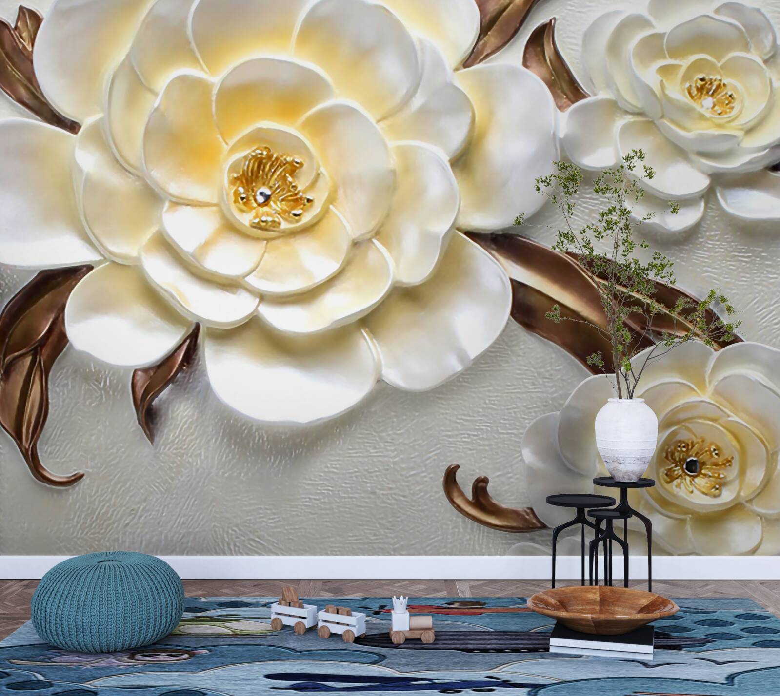 Fototapeten Magnolie mit weißen Knospen