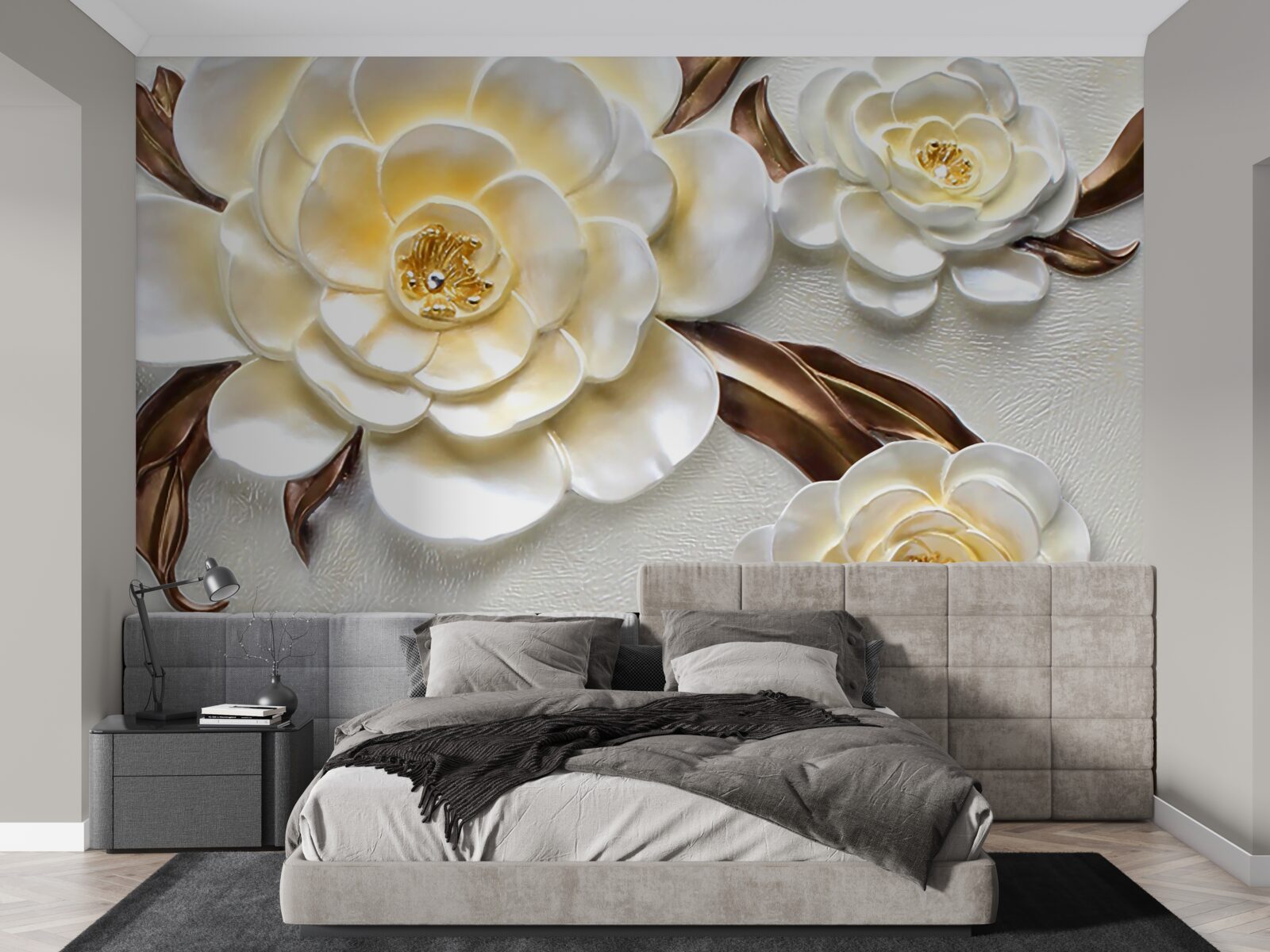 Fototapeten Magnolie mit weißen Knospen