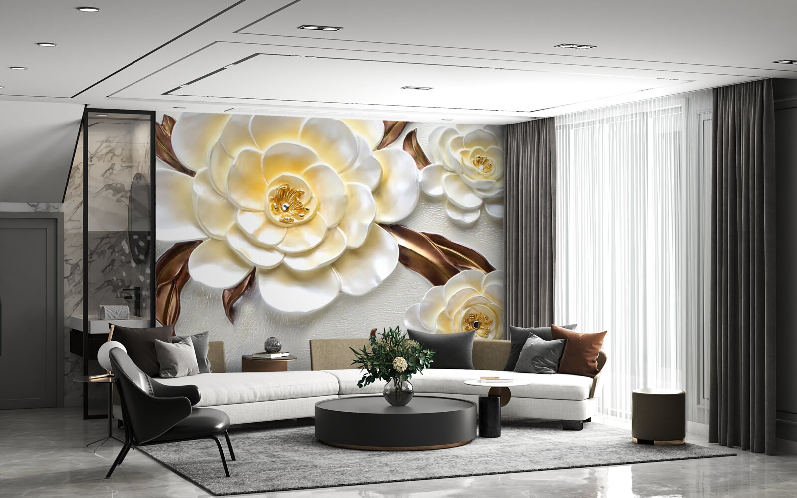 Fototapeten Magnolie mit weißen Knospen