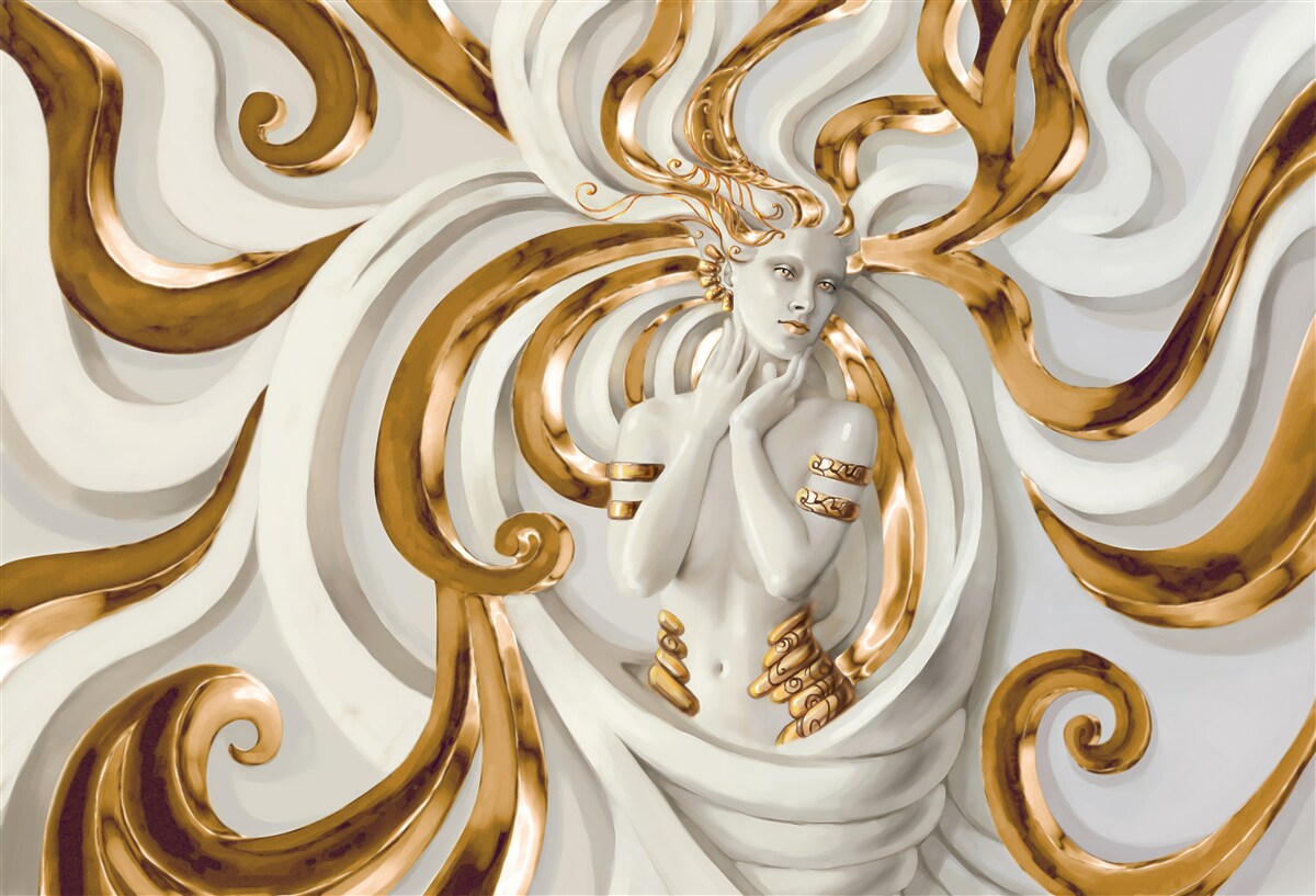 Fototapeten Eine Dame mit goldenen Haaren