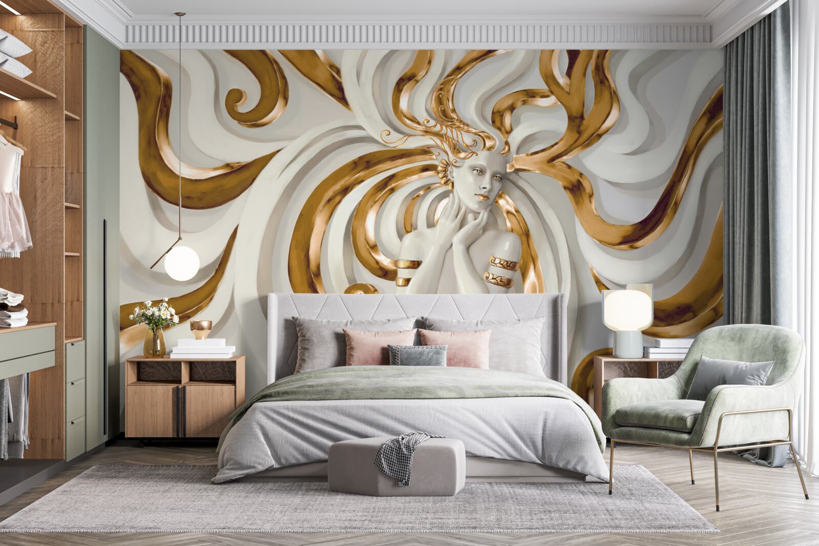Fototapeten Eine Dame mit goldenen Haaren