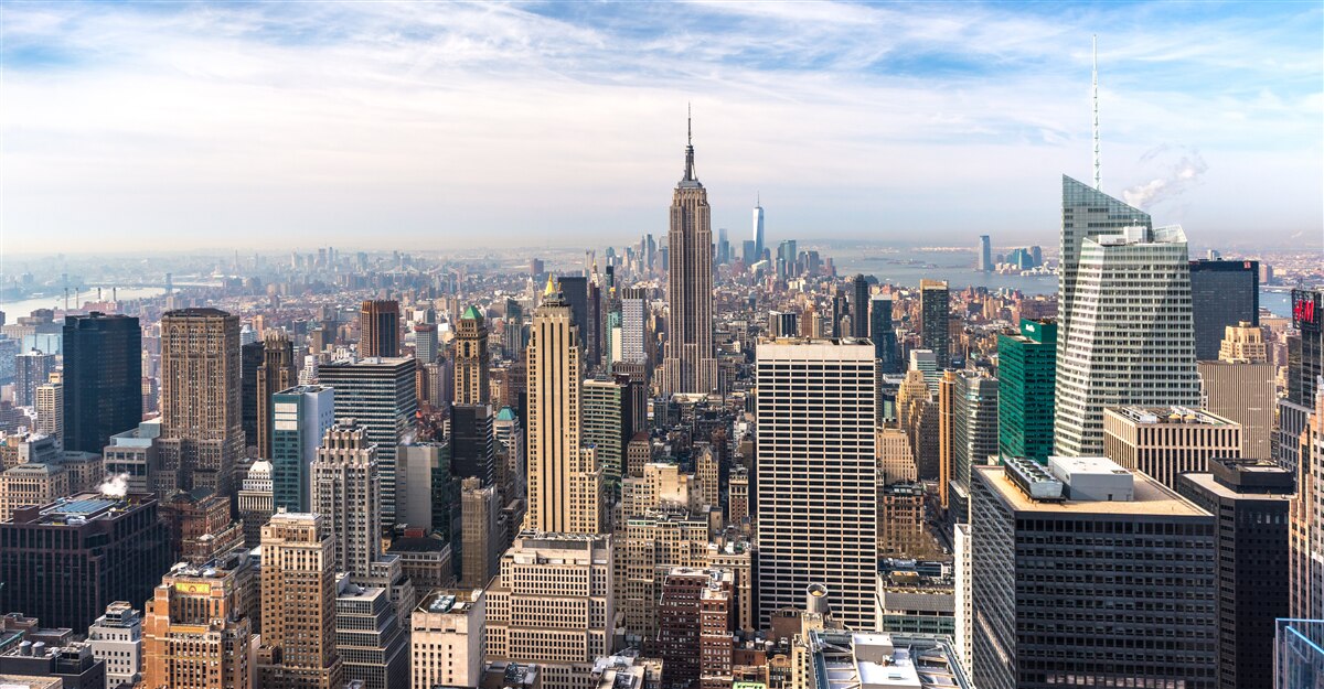 Fototapeten Blick auf Manhattan aus der Vogelperspektive