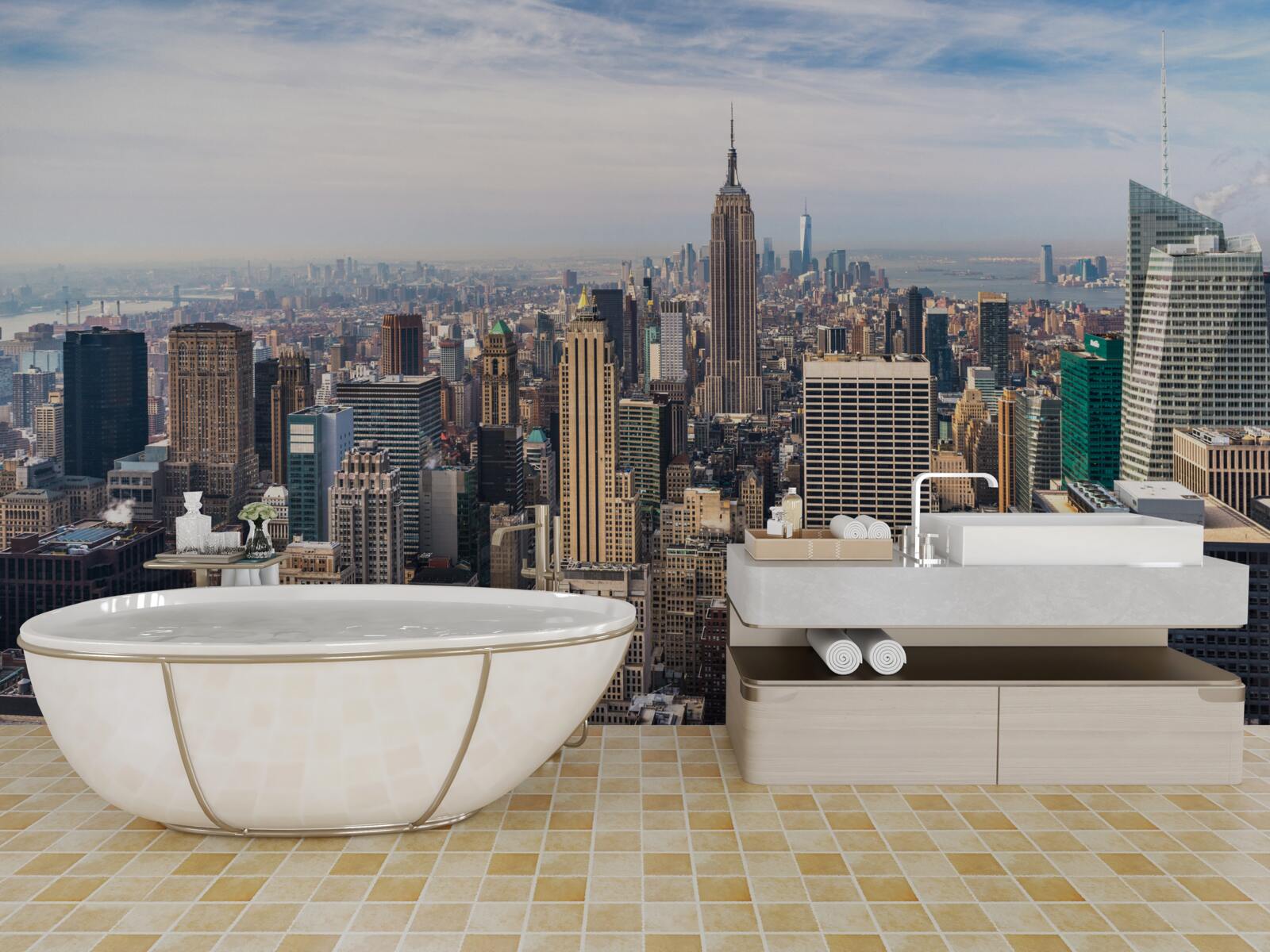 Fototapeten Blick auf Manhattan aus der Vogelperspektive
