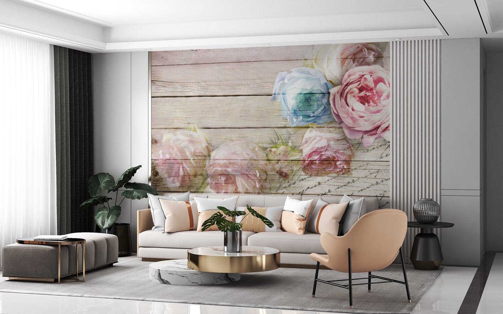Fototapeten Eine Reihe von schwingenden Rosen