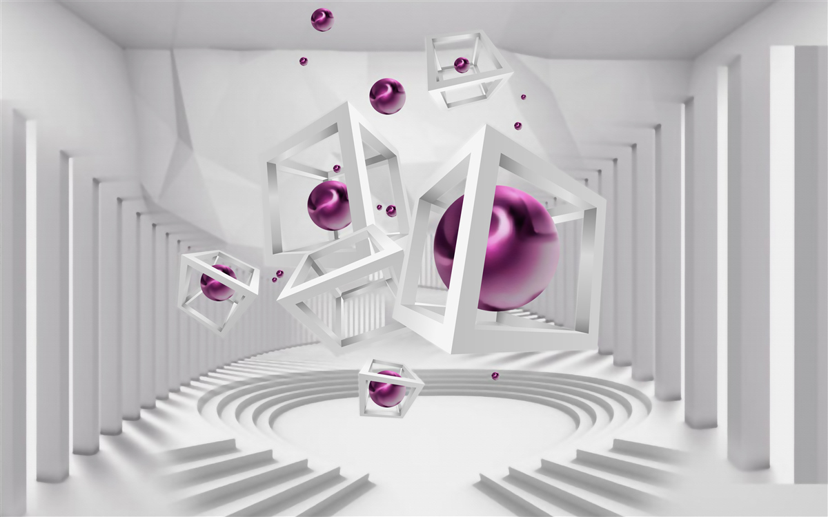 Fototapeten Geometrische Formen und Treppen im Konzept der Abstraktion