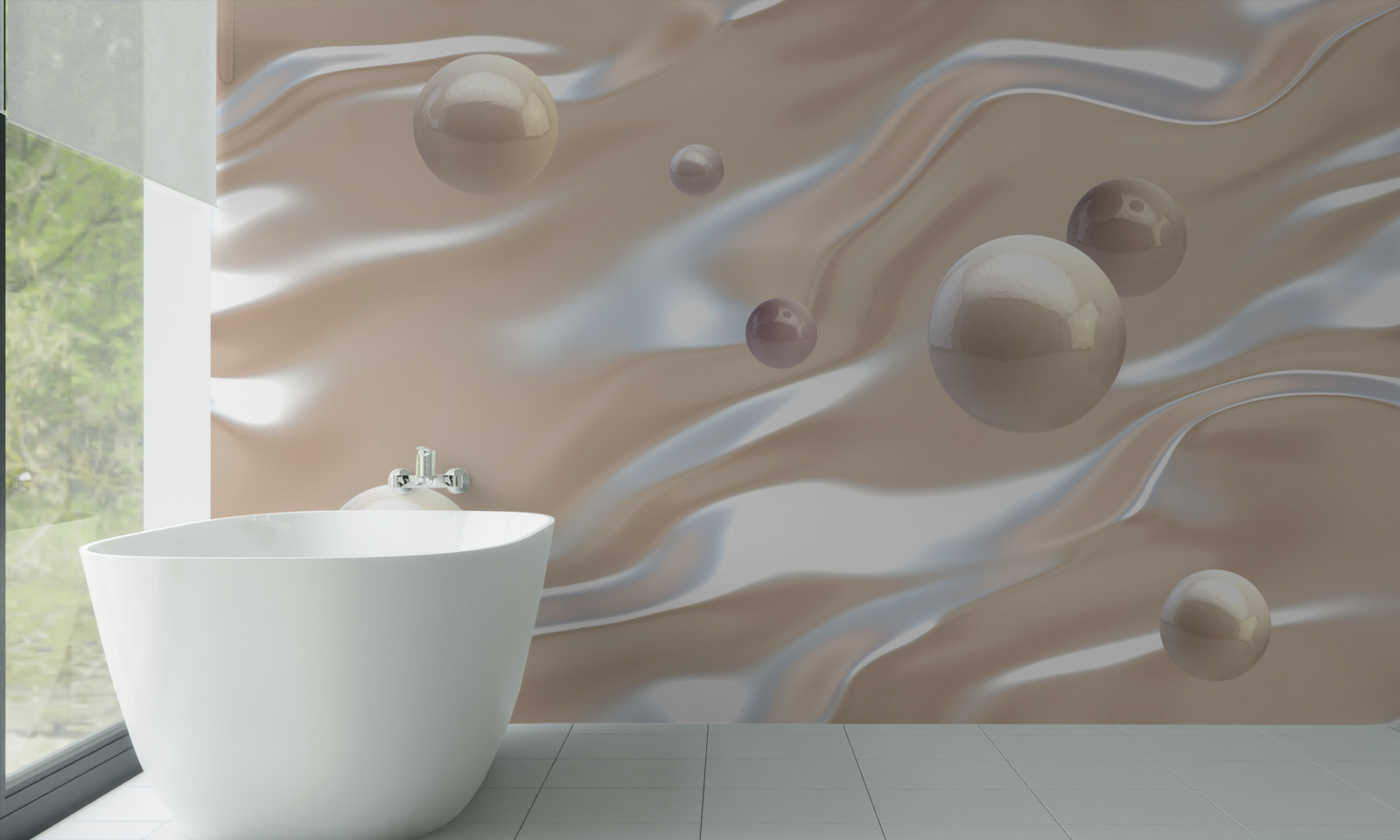 Fototapeten Goldene Perlen auf der Wasseroberfläche