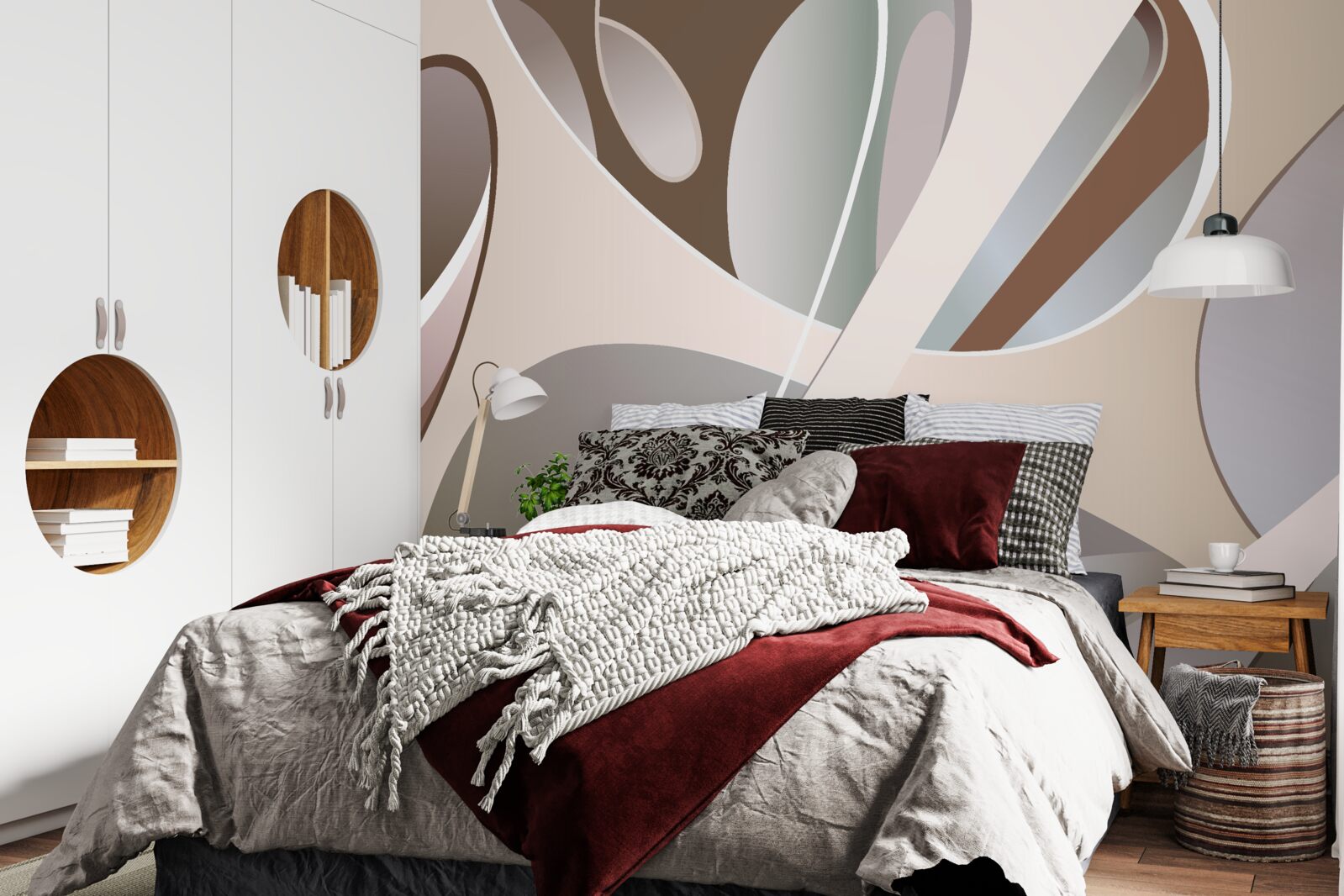 Fototapeten abstrakte beige Kurven