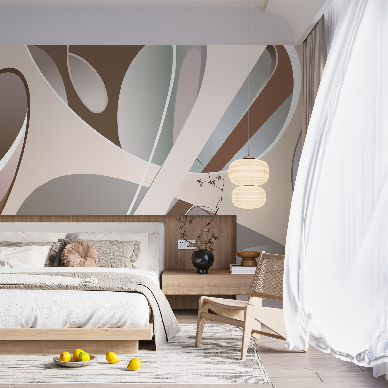 Fototapeten abstrakte beige Kurven