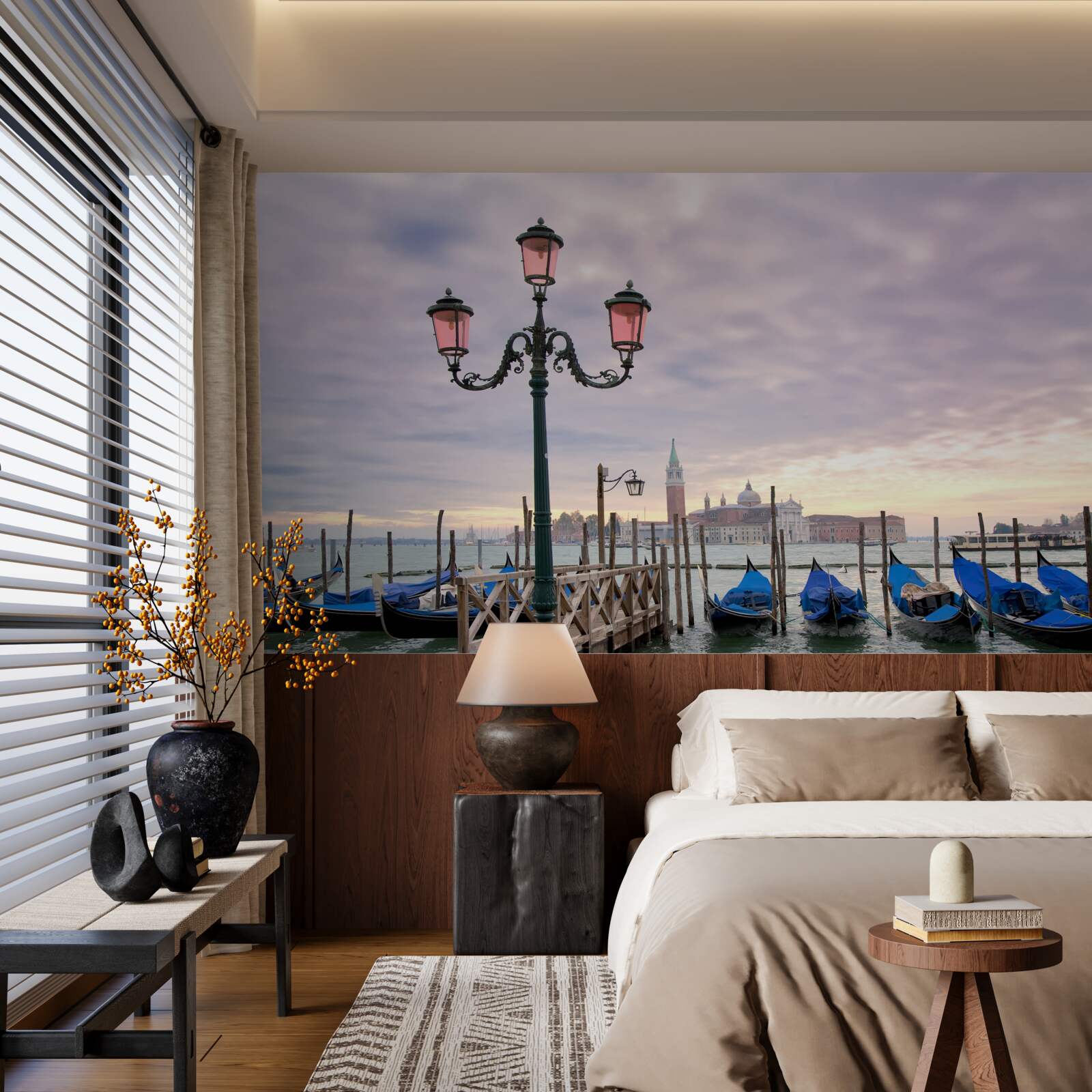 Fototapeten Venezianische Gondeln am Pier