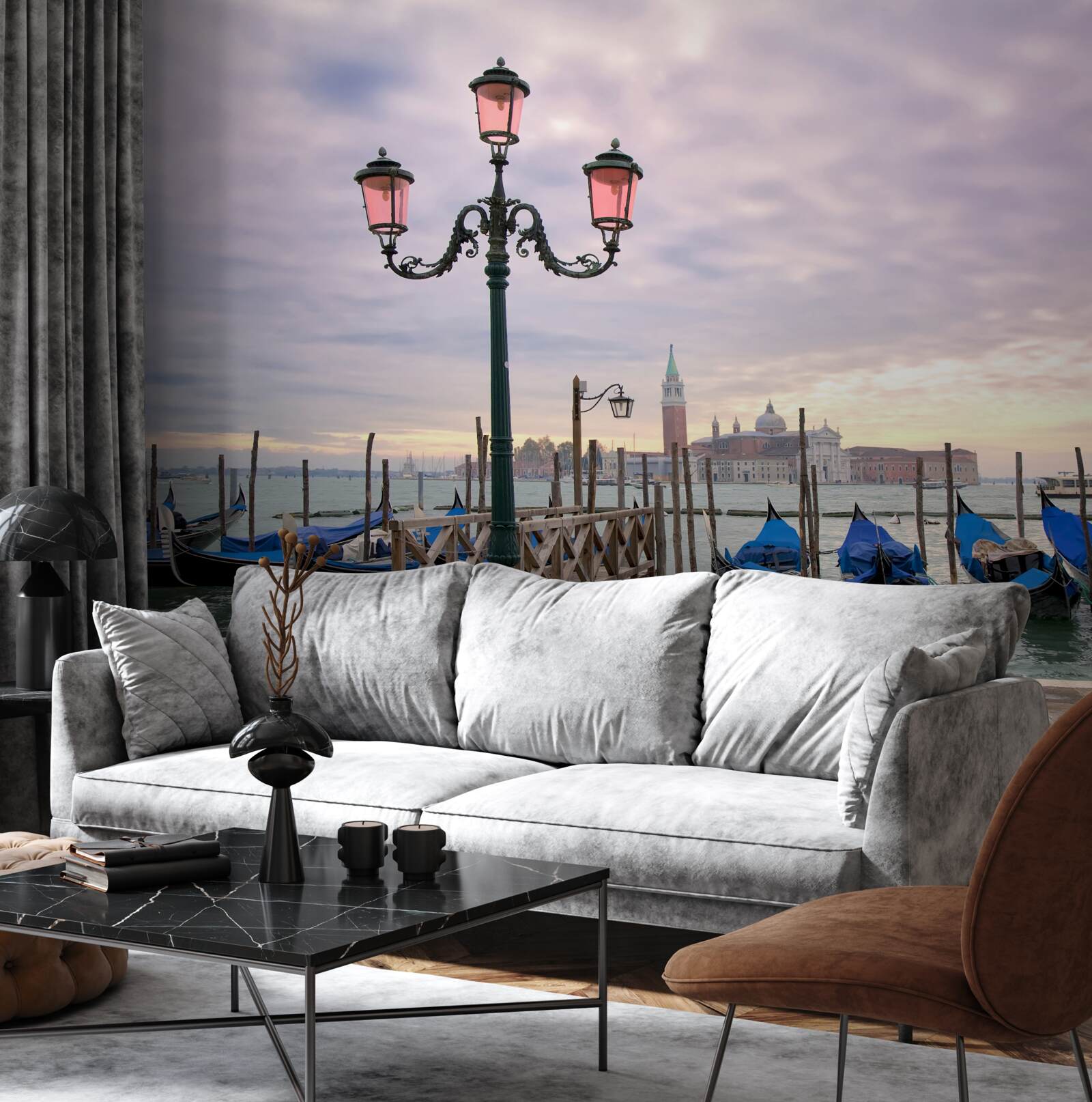 Fototapeten Venezianische Gondeln am Pier