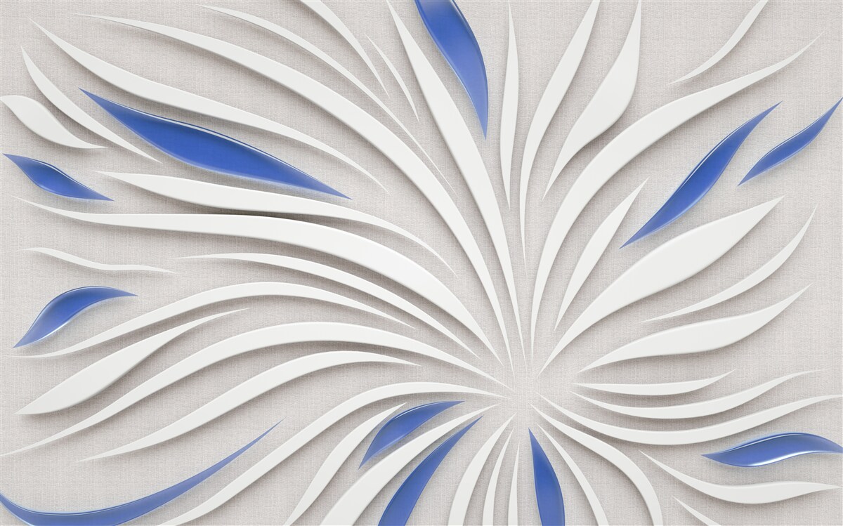 Fototapeten Zusammenfassung weißer Blume mit blauen Blütenblättern