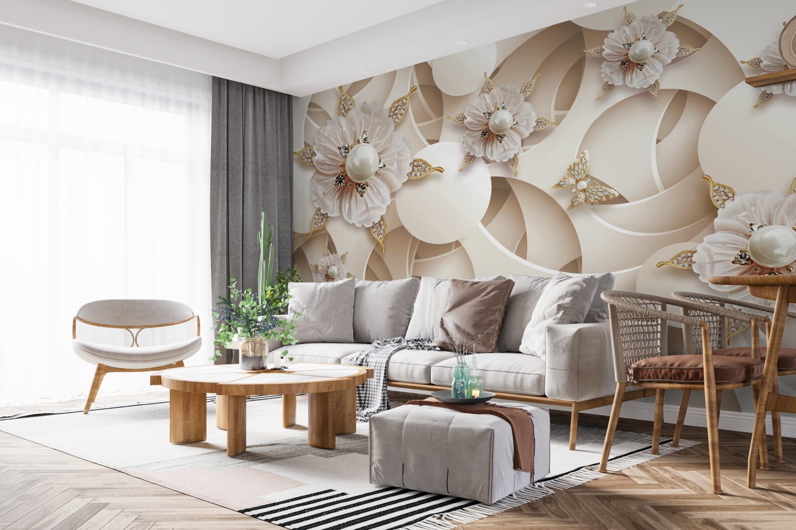 Fototapeten Perlmantel weiße Knospen mit weißen Perlen