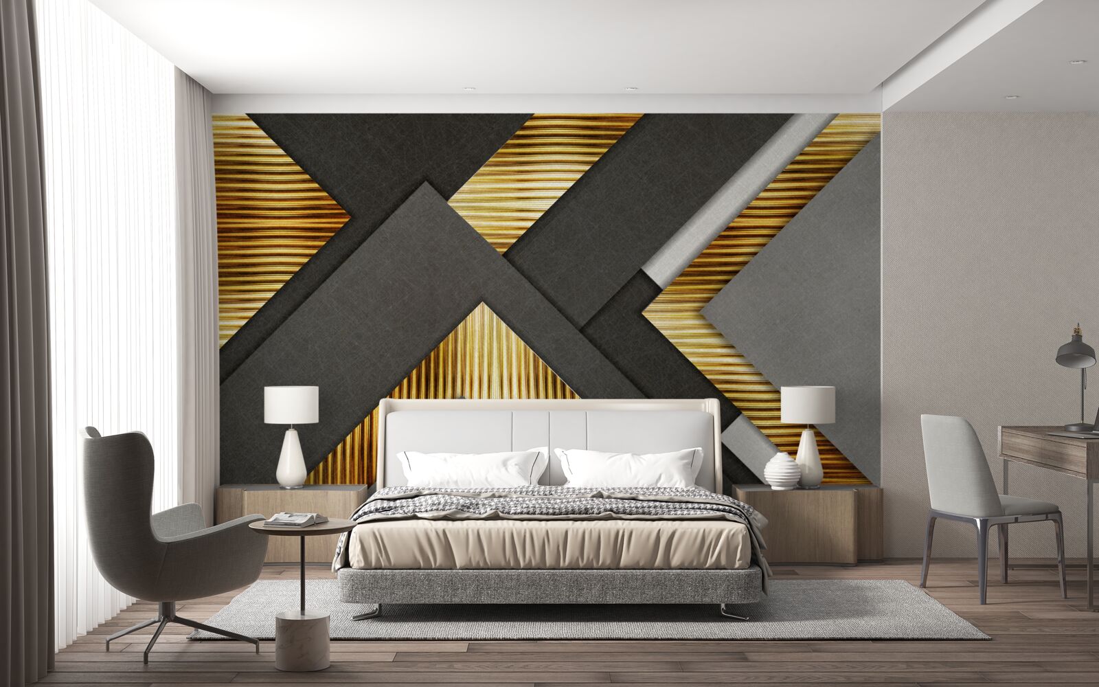 Fototapeten Goldene Linien skizzieren vertikal und horizontal