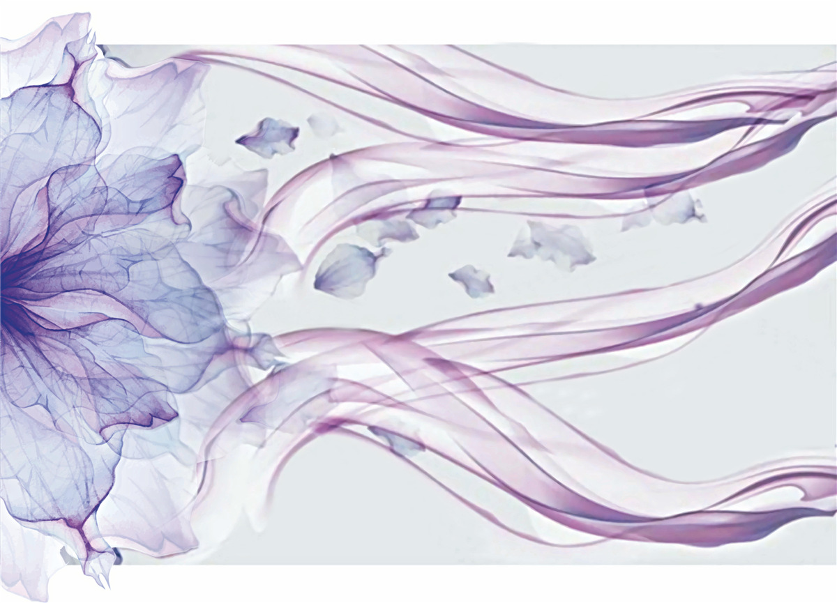 Fototapeten Blume mit transparentem Blau unter der Oberfläche des Wassers