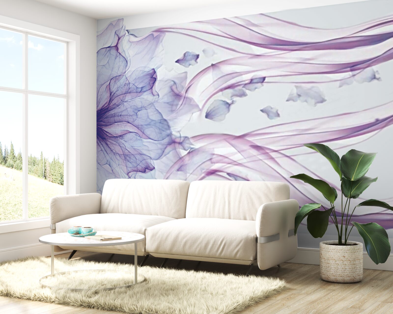 Fototapeten Blume mit transparentem Blau unter der Oberfläche des Wassers