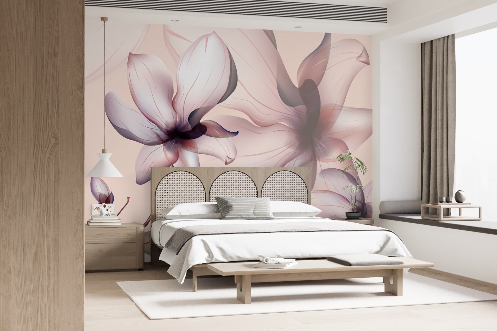 Fototapeten heller Hintergrund mit Magnolien