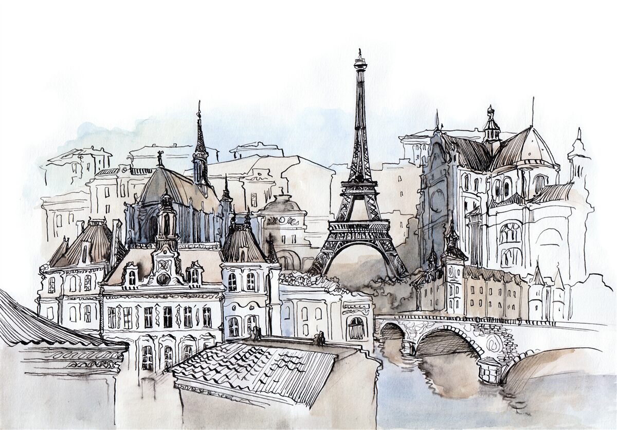 Fototapeten Paris in Aquarellen