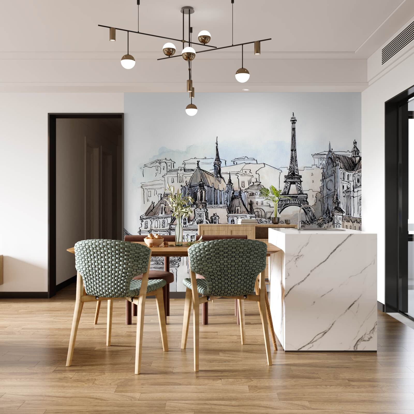 Fototapeten Paris in Aquarellen