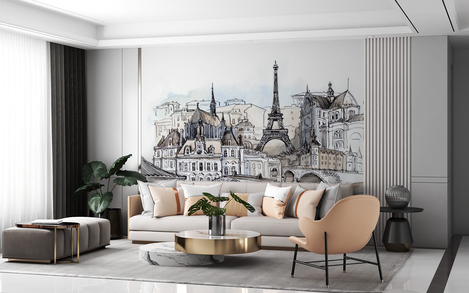 Fototapeten Paris in Aquarellen