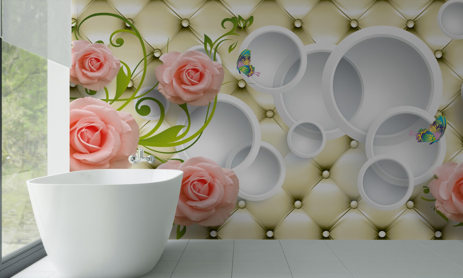 Fototapeten Der rosa Rose Donut ist wunderschön