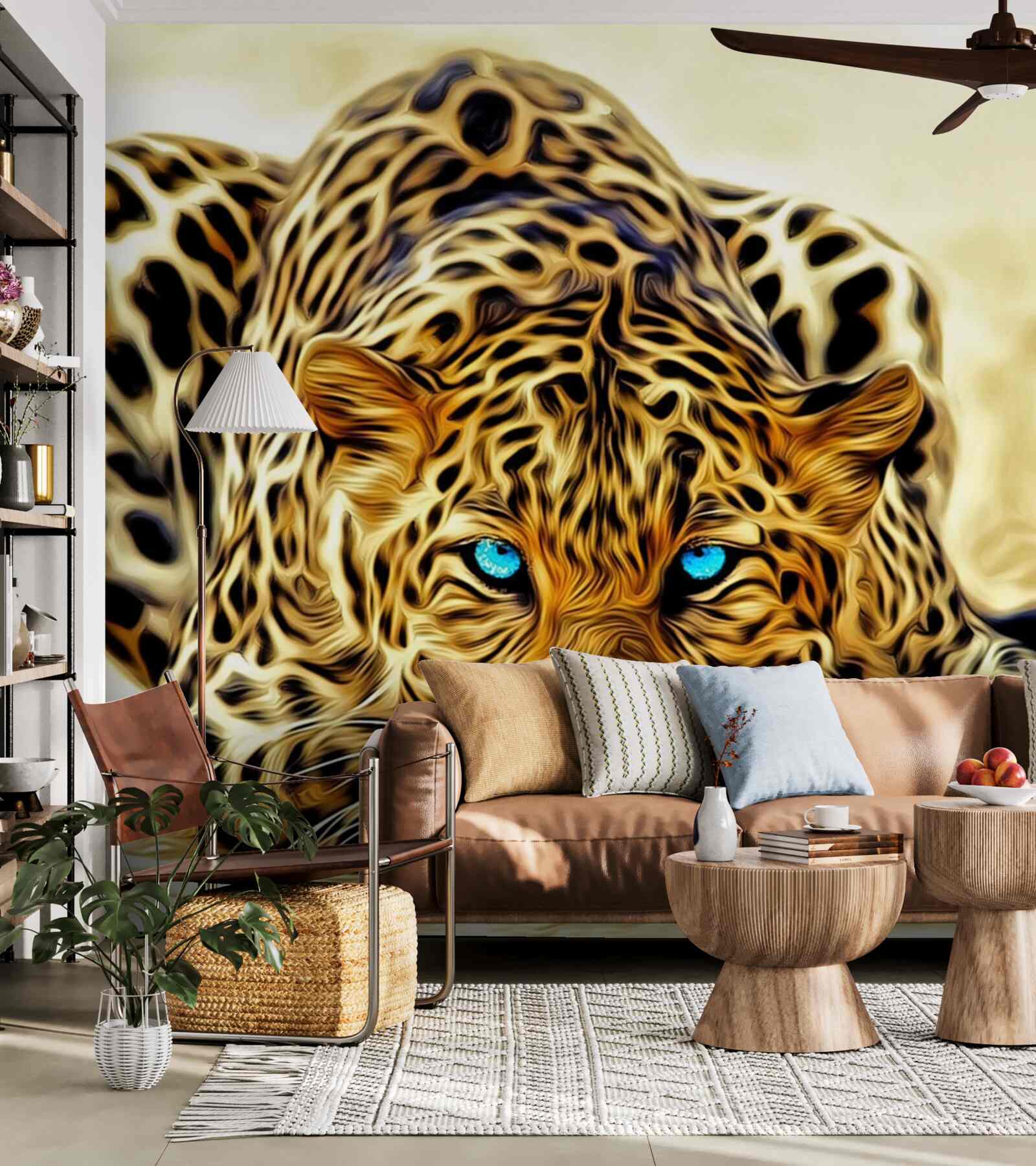 Fototapeten Der Panther versteckte sich mit den blauen Augen