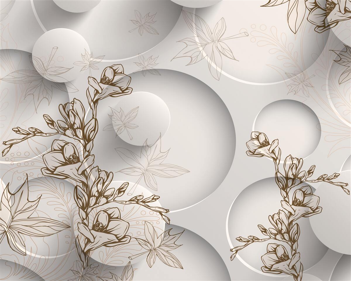 Fototapeten Magnolien sind weiß und haben runde Formen