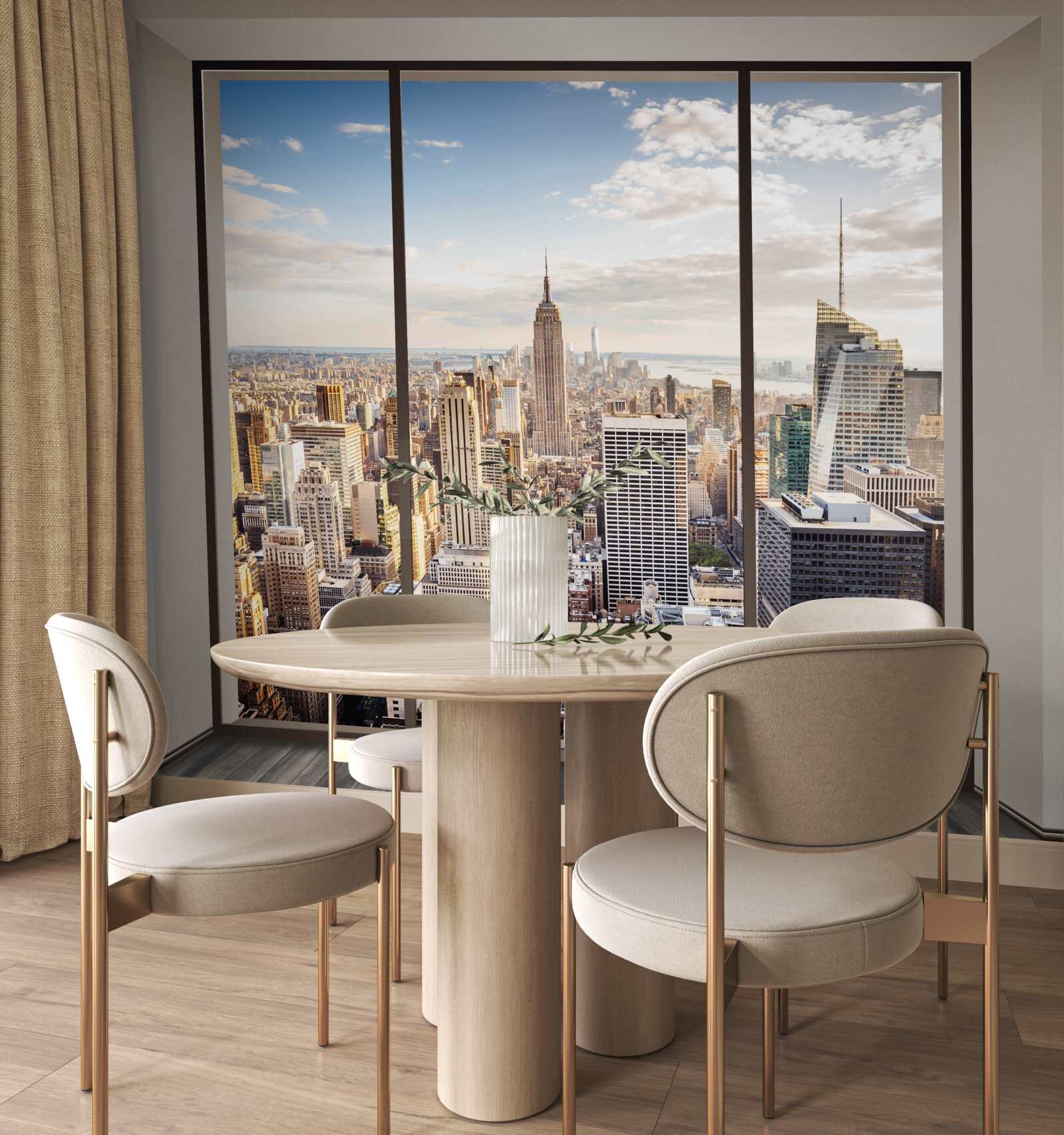Fototapeten Blick vom Fenster nach New York am Morgen