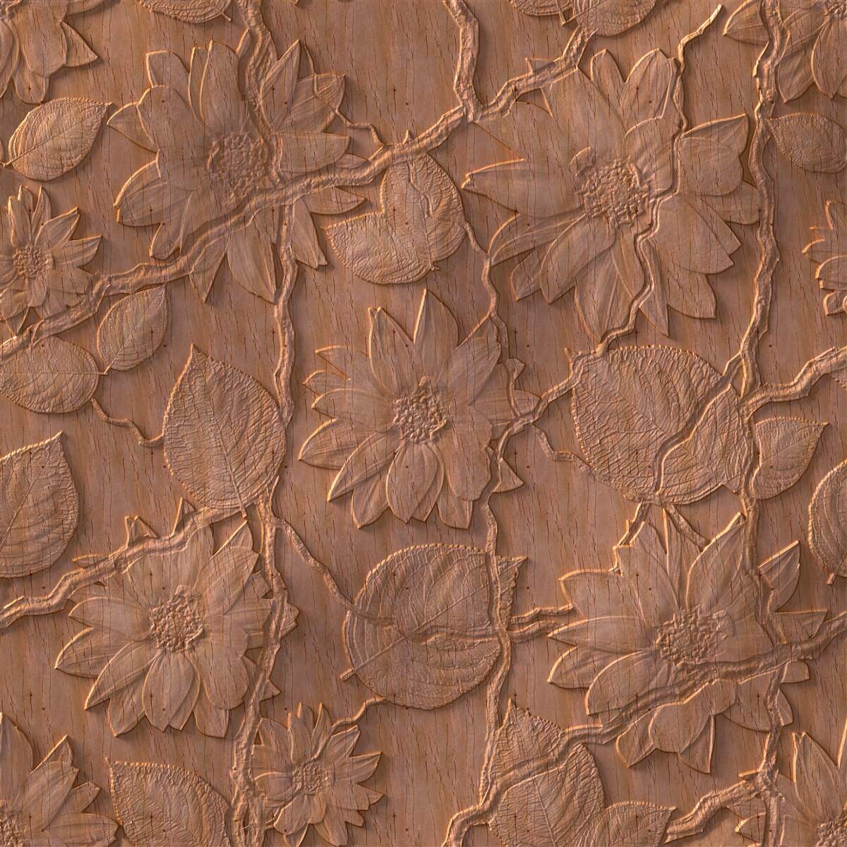 Fototapeten Gips mit Blumen aus rohem Holz