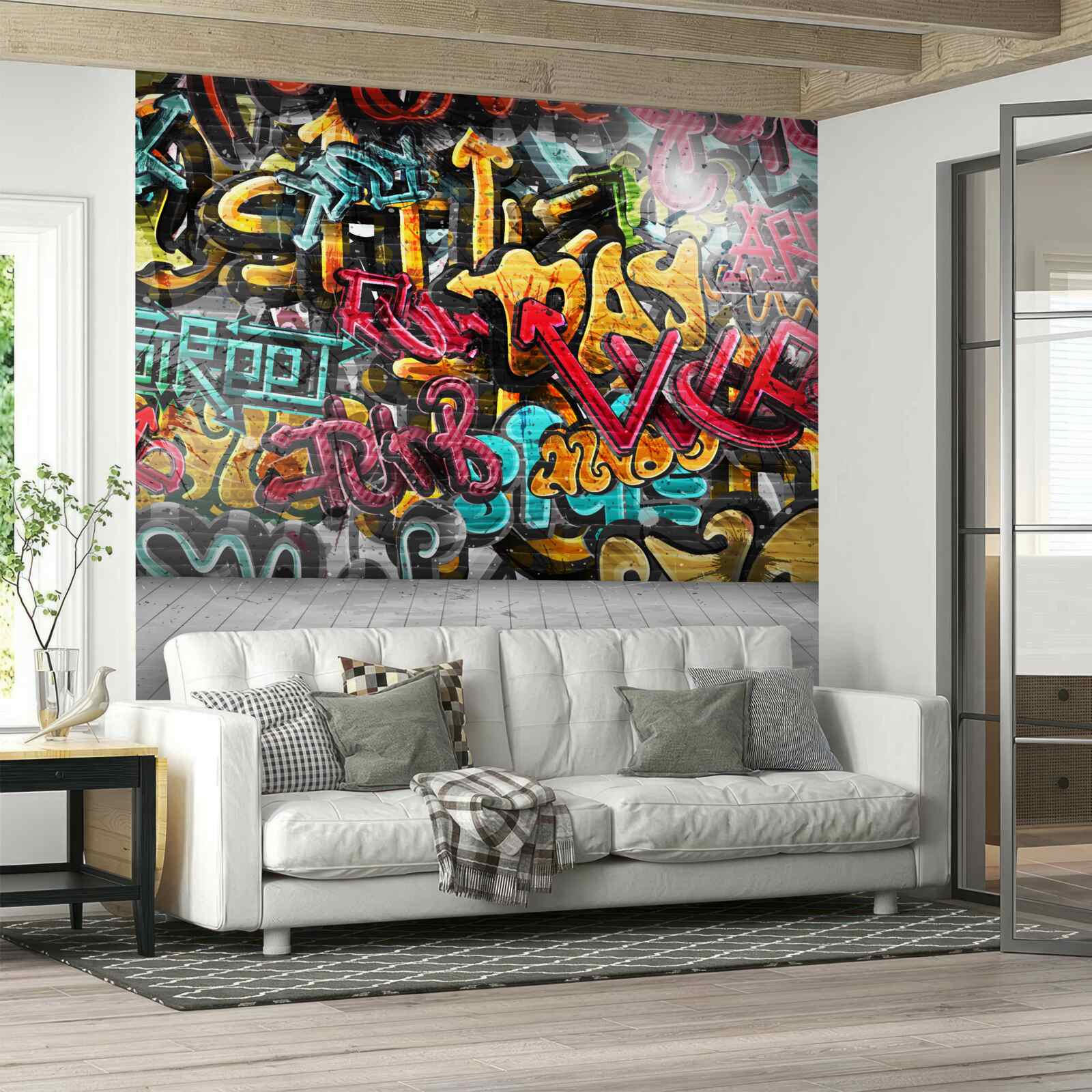 Fototapeten Helle Graffiti auf den Straßen