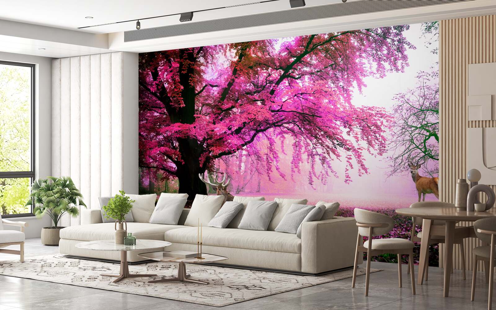 Fototapeten Sakura im rosa Sommer herum