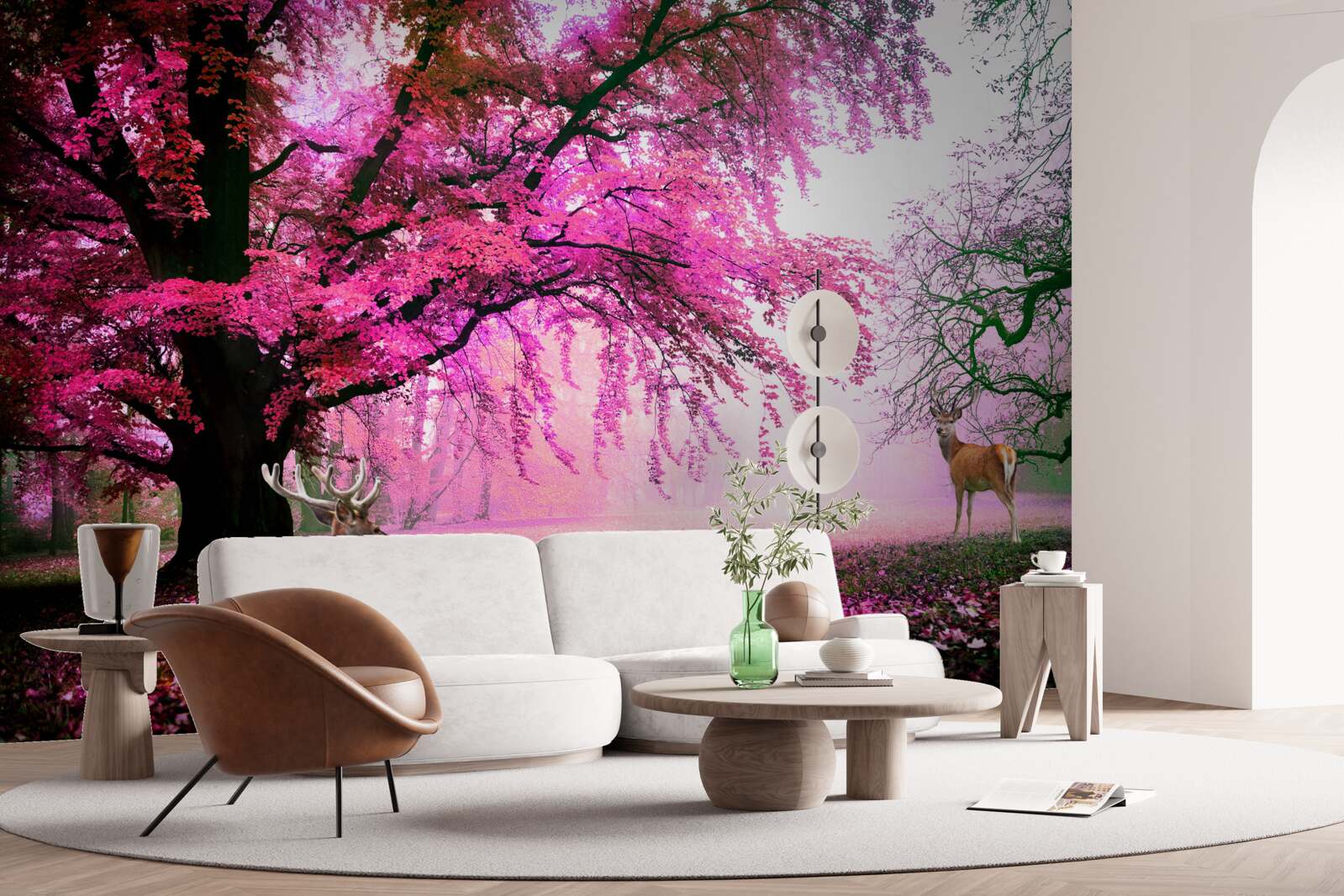 Fototapeten Sakura im rosa Sommer herum