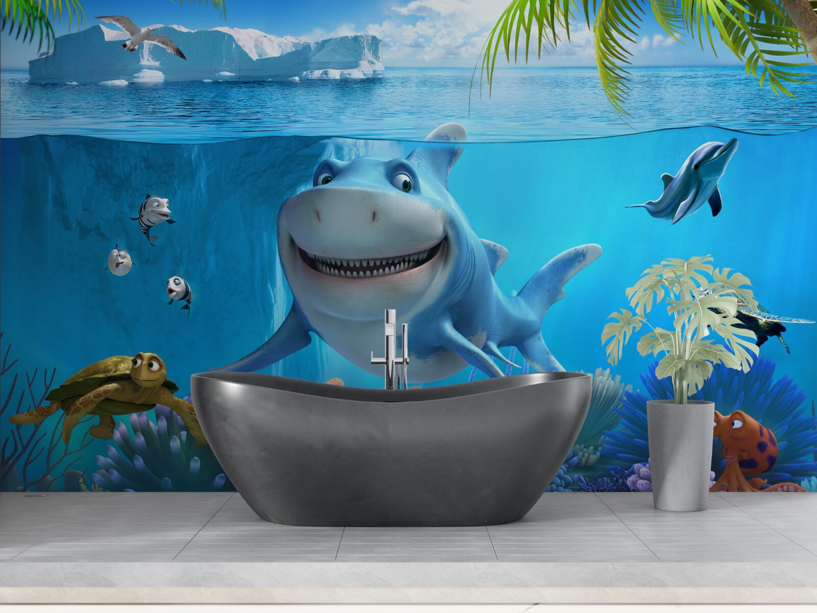 Fototapeten Animierte Bewohner der Unterwasserwelt