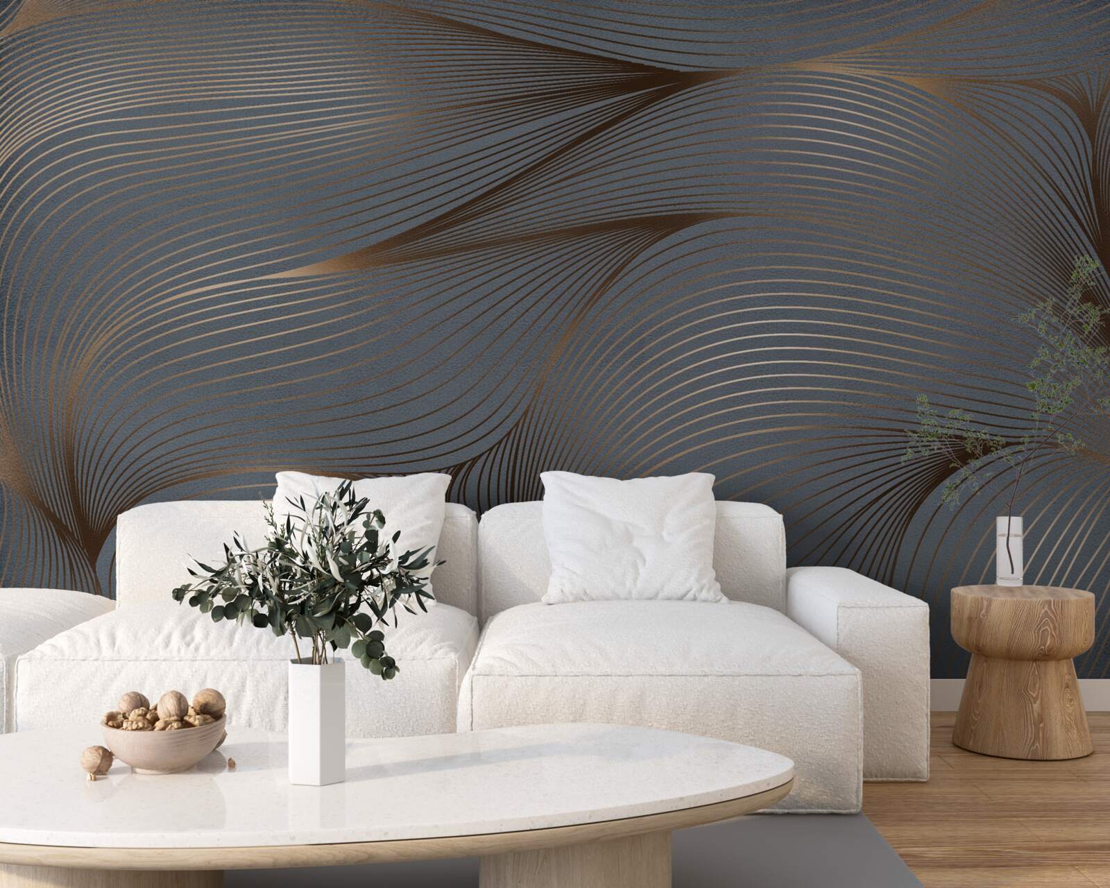 Fototapeten Abstrakte Linien mit Glätte und goldenen Kanten