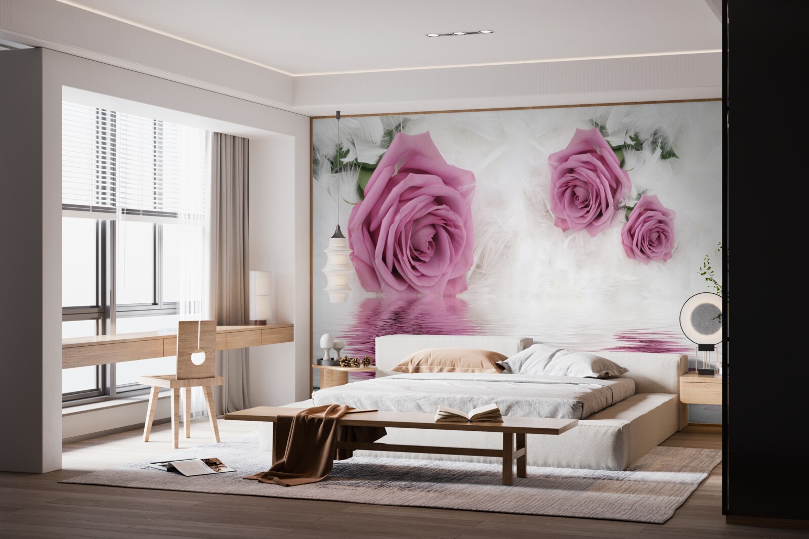 Fototapeten Lila -Rosen in einem flüssigen Element