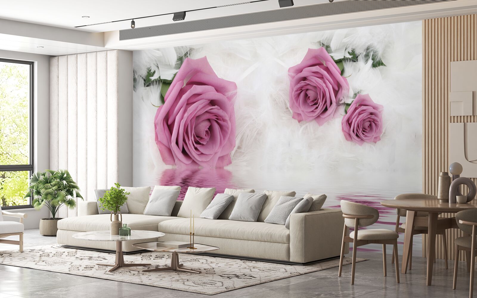 Fototapeten Lila -Rosen in einem flüssigen Element