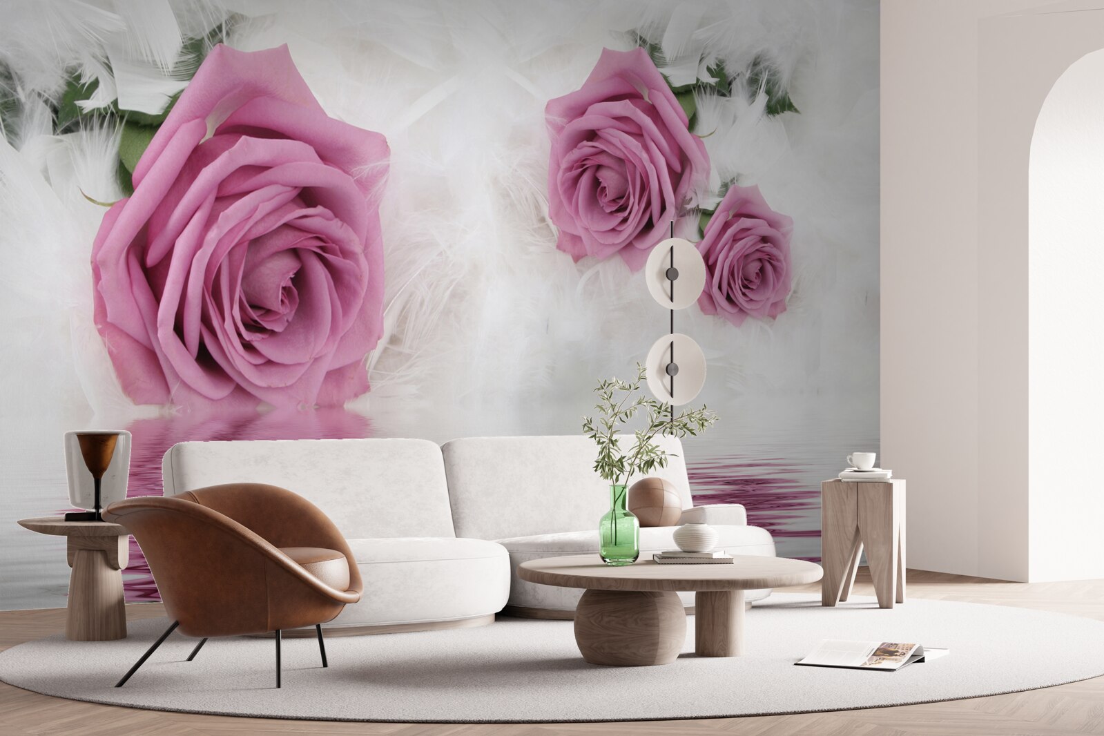 Fototapeten Lila -Rosen in einem flüssigen Element