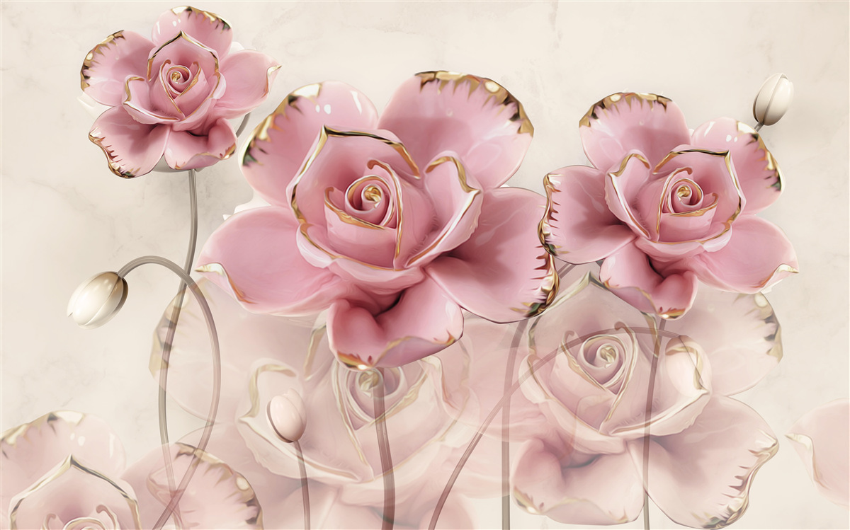 Fototapeten Stilvolle rosa Rose mit zarten Wangen