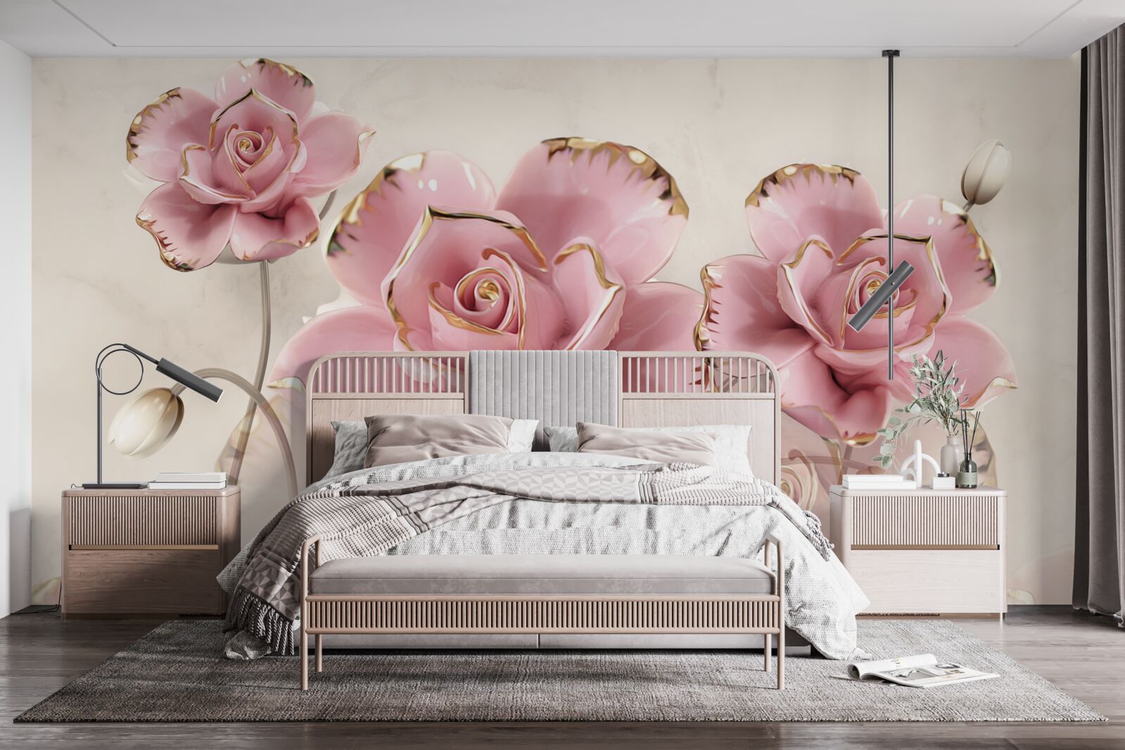 Fototapeten Stilvolle rosa Rose mit zarten Wangen