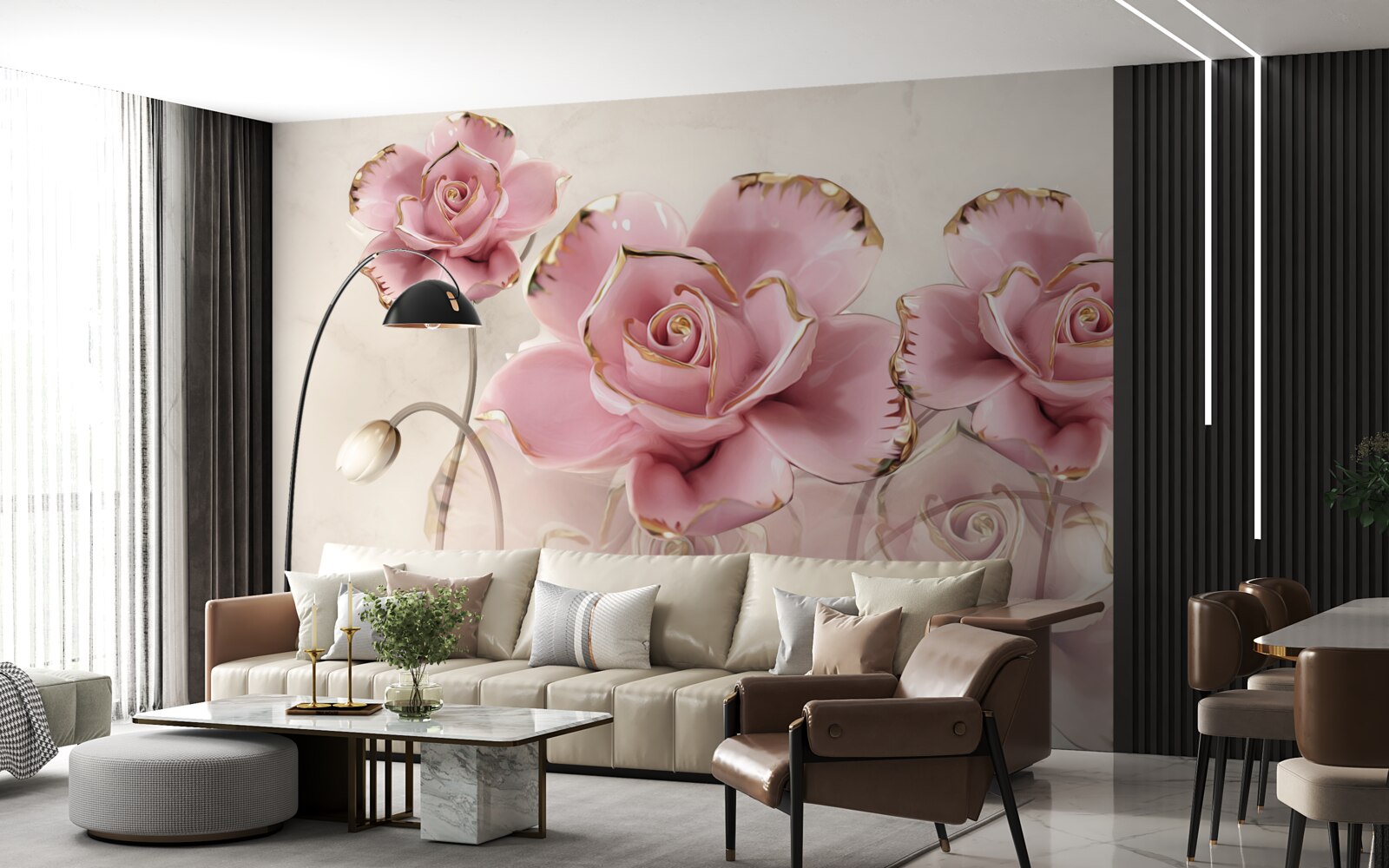 Fototapeten Stilvolle rosa Rose mit zarten Wangen