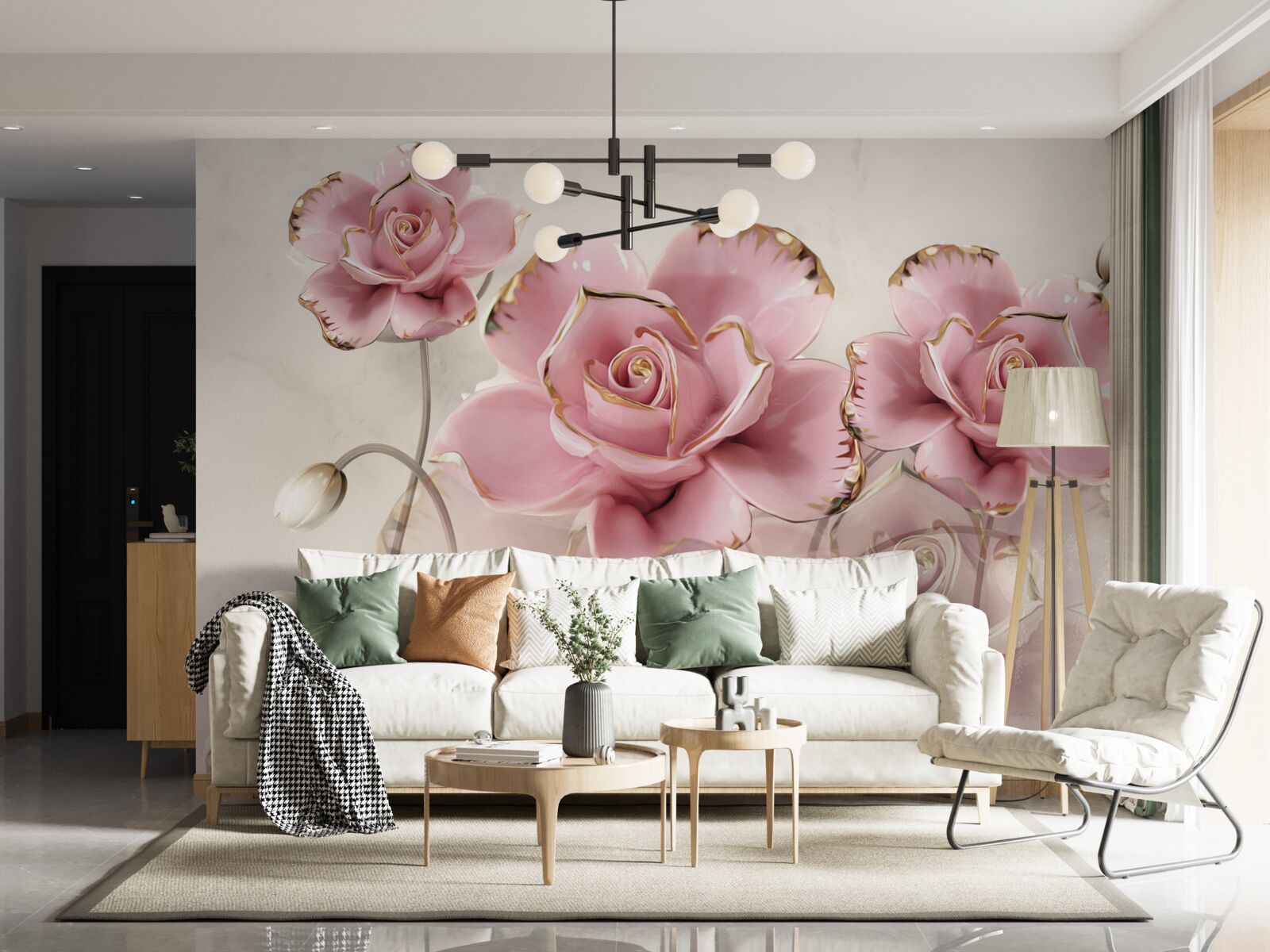 Fototapeten Stilvolle rosa Rose mit zarten Wangen
