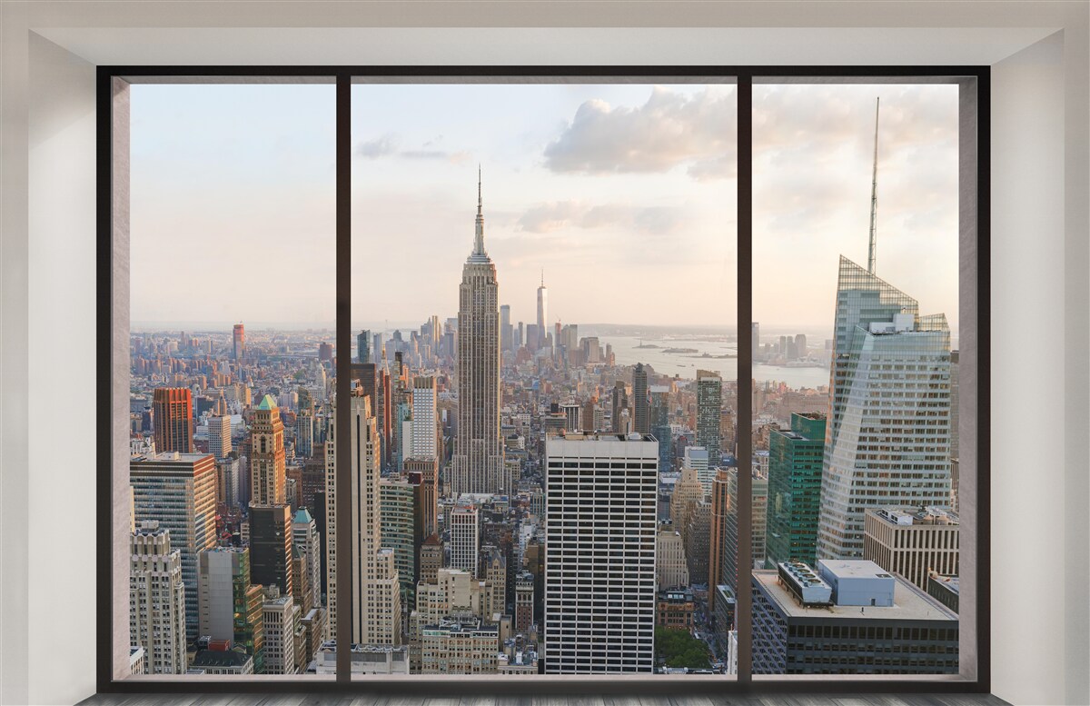 Fototapeten Panorama des Zentrums von New York vom Fenster