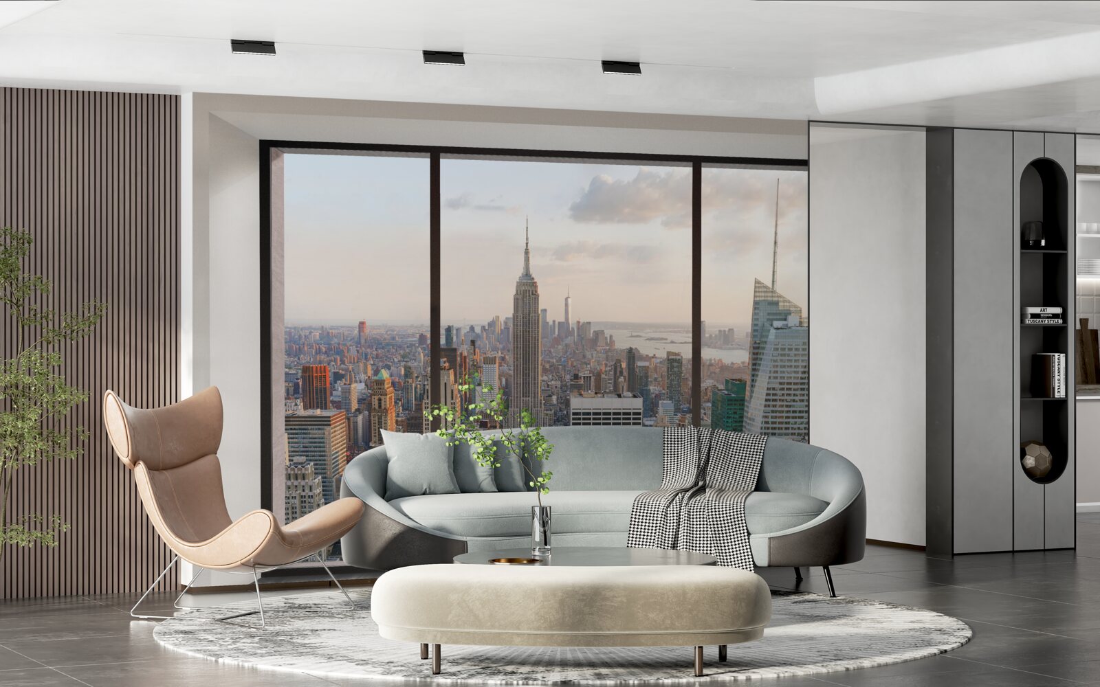 Fototapeten Panorama des Zentrums von New York vom Fenster