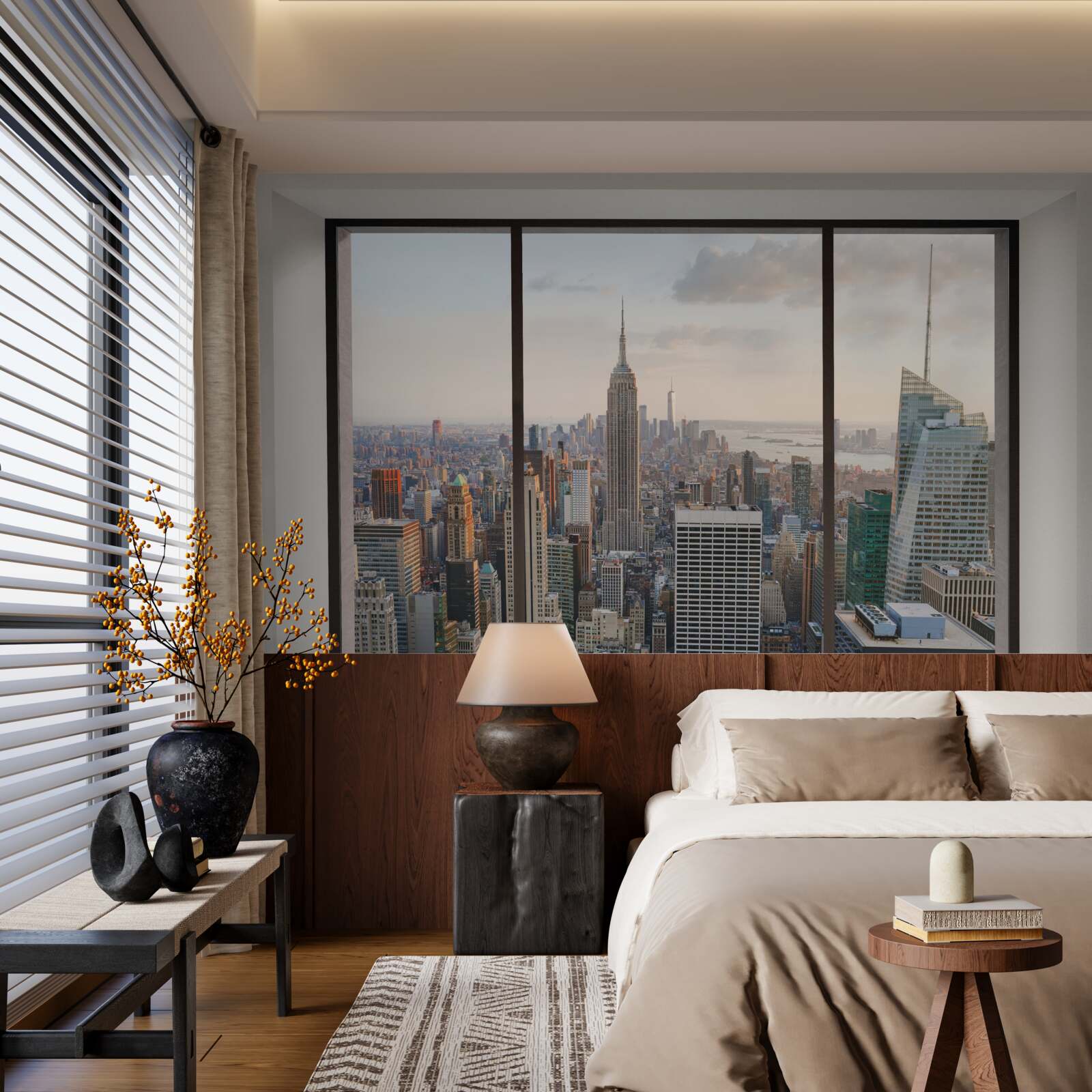 Fototapeten Panorama des Zentrums von New York vom Fenster